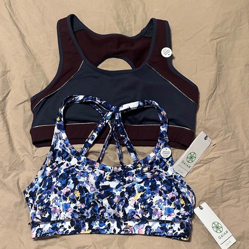 Women's Floral and Burgundy Sports Bra Set